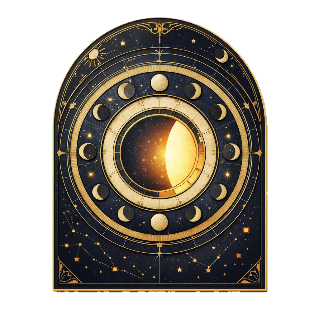 Moon phase and celestial timing illustration